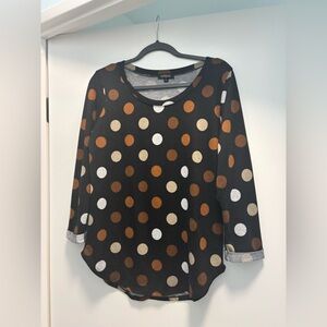 Eclipse Black Top with Gold and Silver Polka Dots
